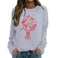 thumbnail image 1 of Arlun Vintage Graphic Crewneck Sweatshirt for Women Large Lobster Sardine Printed Sweatshirts Soft Comfortable Long Sleeve Hoodless Pullover Fall Tops Grey XXL, 1 of 3