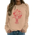 thumbnail image 1 of Arlun Vintage Graphic Crewneck Sweatshirt for Women Large Lobster Sardine Printed Sweatshirts Soft Comfortable Long Sleeve Hoodless Pullover Fall Tops Khaki M, 1 of 3