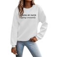 thumbnail image 1 of Arlun Walking by Faith Tripping Constantly Sweatshirts Womens Christian Religious Funny Graphic Long Sleeve Crew Neck Pullover Tops Fashion Letter Print Basic Casual Outfits 2-White XL, 1 of 5