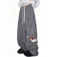 thumbnail image 1 of Arlun Wide Leg Warm Sherpa Pants Y2k Womens Winter Thick Baggy Long Pants Cute Dachshund Embroidery Elastic Waist Drawstring Streetwear Trousers 2025 Stylish Outfits Grey M, 1 of 5