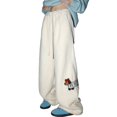 thumbnail image 1 of Arlun Wide Leg Warm Sherpa Pants Y2k Womens Winter Thick Baggy Long Pants Cute Dachshund Embroidery Elastic Waist Drawstring Streetwear Trousers 2025 Stylish Outfits White XL, 1 of 6
