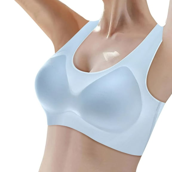 Arlun,Wireless Bras for Women Smooth Seamless Push up Sports Bras Comfortable Large Thin Sagging Side Beauty Back Bralettes No Underwire Full Coverage Bra Sky Blue XL