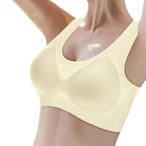 Arlun,Wireless Bras for Women Smooth Seamless Push up Sports Bras Comfortable Large Thin Sagging Side Breast Beauty Back Bralettes No Underwire Full Coverage Bra Beige XXL