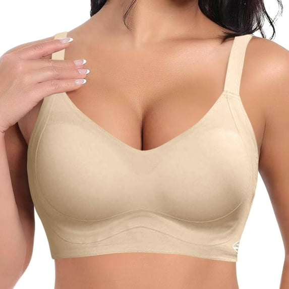 Arlun Wireless Bras for Women Soft Comfortable No Underwire T Shirt Bralettes Smooth Seamless Full Coverage Everyday Bras with Support Solid Color Beige XXL