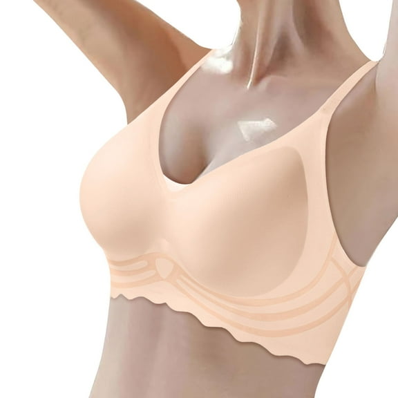Arlun,Wireless Push up Bras for Women Comfort Seamless Support Lifting Sagging Full Coverage Scalloped Design T Shirt Bra for Everyday Wear Red 34