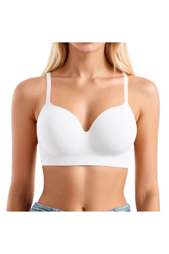 ,Wireless Seamless Bras for Women Soft Support Bralettes No Underwire Full Coverage Comfort Bras Oversized Lightweight Breathable Thin Adjustable Cross Straps Bra White XXL