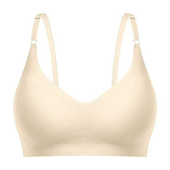 Arlun,Wireless Seamless Bras for Women No Underwire Comfort Sports Bra Thin Breathable Adjustable Straps Smooth Seamless Removable Pullover Bralettes for Old Women Beige S