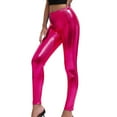thumbnail image 1 of Arlun Women Leather Leggings High Waisted Stretch Leather Pants Push up Metallic Style Lightweight Comfort Fashion Solid Color Tights Hot Pink L, 1 of 4