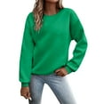 thumbnail image 1 of Arlun Women Solid Color Sweatshirt Long Sleeve Crewneck Pullovers Relaxed Fit Soft Comfy Hoodless 2025 Spring Fall Basic Casual Tops 2-Green L, 1 of 8