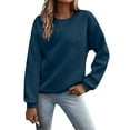 thumbnail image 1 of Arlun Women Solid Color Sweatshirt Long Sleeve Crewneck Pullovers Relaxed Fit Soft Comfy Hoodless 2025 Spring Fall Basic Casual Tops 2-Navy S, 1 of 6