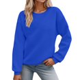 thumbnail image 1 of Arlun,Women Solid Color Sweatshirt Long Sleeve Crewneck Pullovers Relaxed Fit Soft Comfy Hoodless 2027 Spring Fall Basic Casual Tops Blue XXL, 1 of 9