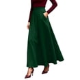 thumbnail image 1 of Arlun Women's Ankle Length High Waist A-Line Flowy Long Maxi Skirt with Pockets High Waisted Simple Solid Color Elegant Long Skirts Plus Size Outfit Dark Green XXXL, 1 of 5