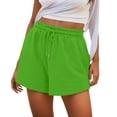 thumbnail image 1 of Arlun Women's Athletic Shorts High Waisted Running Workout Gym Elastic Training Shorts with Drawstring and Pockets Solid Color for Casual Wear 1-Green L, 1 of 5