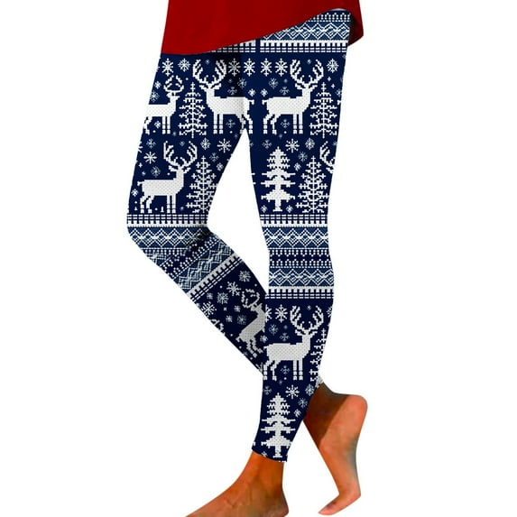 Arlun Women's Autumn Winter Christmas Printed Leggings High Waist Stretch -Lifting Leggings for Yoga and Daily Wear Slim Fit Soft Comfort Xmas Full Printed Tight Pants Navy XL