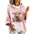 thumbnail image 1 of Arlun Women's Cancer Awareness Hoodies Cute Highland Cow and Pink Ribbon Graphic Print 3/4 Sleeve Oversized Sweatshirts Loose Casual Drop Shoulder Pullover Tops, 1 of 4