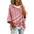 thumbnail image 1 of Arlun Women's Cancer Awareness Hoodies Pink Ribbon Stripes Flowers Graphic Print 3/4 Sleeve Oversized Sweatshirts Loose Casual Drop Shoulder Pullover Tops, 1 of 4