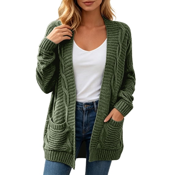 Arlun Women's Cable Knit Open Front Cardigans Loose Soft Thermal Comfortable Boyfriend Style Cardigan Sweaters 2026 Fall Winter Knitted Outerwear with Pockets