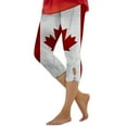 thumbnail image 1 of Arlun Women's Capri Yoga Leggings Trendy Maple Leaf Printing High Waist Yoga Pants Plus Size Tummy Control Canada Day Leggings for Workout Running Summer Beach Vacation Tights 2-White XXXL, 1 of 5