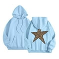 thumbnail image 1 of Arlun Women's Casual Hooded Sweatshirts Leopard Star Printed Streetwear Pullover Hoodies Baggy Long Sleeve Drawstring Comfortable Sweatshirts for Fall Winter Sky Blue S, 1 of 5