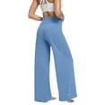 thumbnail image 1 of Arlun Women's Casual Pants Elastic High Waisted Straight Wide Leg Pants for Daily Wear Yoga Sports Comfortable Stretchy Soft Thin Breathable Trousers Light Blue XXL, 1 of 5