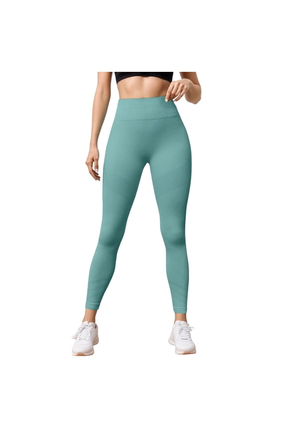 Women's Cellulite Leggings Soft Lightweight Comfort Solid Color Leggings High Waist Seamless Push up Opaque Sport Pants for Yoga and Fitness Green L