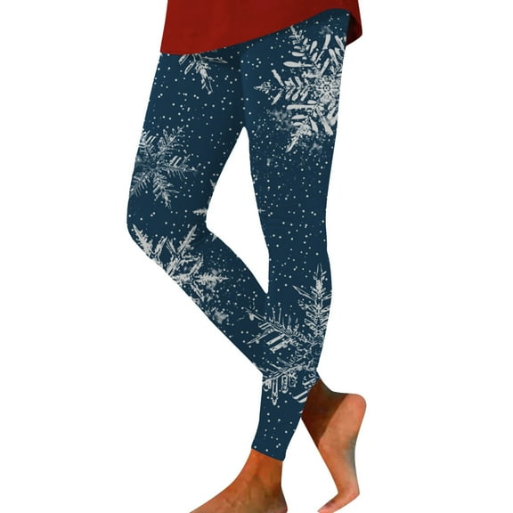 Arlun Women's Christmas Leggings Snowflake Printed Stretchy High Waisted Workout Pants Comfy Soft Tummy Control Sports Active Legging Tights Navy XXL