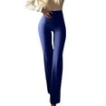 thumbnail image 1 of Arlun,Women's Elegant High Waisted Pants Elasticity Bell Bottom Flare Pants Solid Color Work Business Casual Long Trousers Pants Blue L, 1 of 4