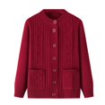 thumbnail image 1 of Arlun Women's Fall Winter Knitted Cardigans Sweater with Pockets Soft Comfy Thermal Button down Cardigan Crewneck Long Sleeve Solid Color Outerwear for Elderly, 1 of 8