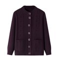 thumbnail image 1 of Arlun Women's Fall Winter Knitted Cardigans Sweater with Pockets Soft Comfy Thermal Button down Cardigan Crewneck Long Sleeve Solid Color Outerwear for Elderly, 1 of 8