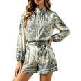 Arlun Women's Fashion Floral Printed Linen Summer Sets Boho Lantern — free download