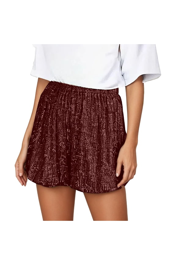 Arlun Women's High Waist Casual Sequin Elastic Sparkly Hot Pants 2026 Carnival Party Glitter Club Lantern Leg Shorts Trendy Summer Stylish Bottom Outfit S