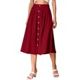 thumbnail image 1 of Arlun Women's High Waisted Button Front Midi Skirts Summer Solid Color Loose Fit Below Knee Flowy A-Line Skirt with Pockets 2026 Simple and Stylish Beach Casual Skirts XL, 1 of 6