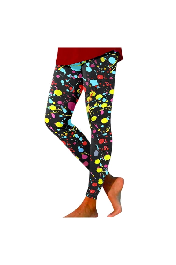 Women's High-Waisted Patterned Yoga Leggings Vibrant Print Tummy Control Workout Pants for Fitness and Casual Wear Comfy Soft Breathable Legging Green S