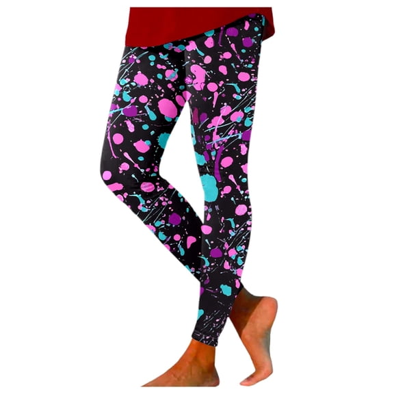 Arlun Women's High-Waisted Patterned Yoga Leggings Vibrant Print Tummy Control Workout Pants for Fitness and Casual Wear Comfy Soft Breathable Legging Purple M