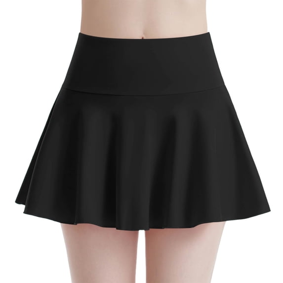Arlun Women's High Waisted Pleated Tennis Skirts Stretchy High Waisted Pure Color Mini Short Skirts Soft Fabric Lightweight Breathable Summer Athletic Skirt for Ladies Black XXL