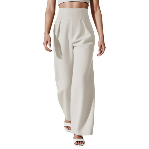 Arlun Women's High Waisted Wide Leg Dress Pants Elegant Solid Color Baggy Casual Trousers Flowy Comfortable Stretch Business Formal Pants Office Wear WH2 XL