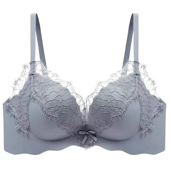 Arlun Women's Lace Push up Bras Elegant Hand-Shaped Thick Padded Extra Lift Full Coverage Bralettes Deep V Smooth Seamless Soft Comfortable Bra for Everyday Wear Grey 36