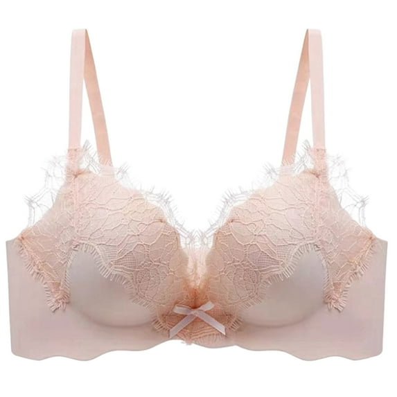 Arlun Women's Lace Push up Bras Elegant Hand-Shaped Thick Padded Extra Lift Full Coverage Bralettes Deep V Smooth Seamless Soft Comfortable Bra for Everyday Wear Pink 38