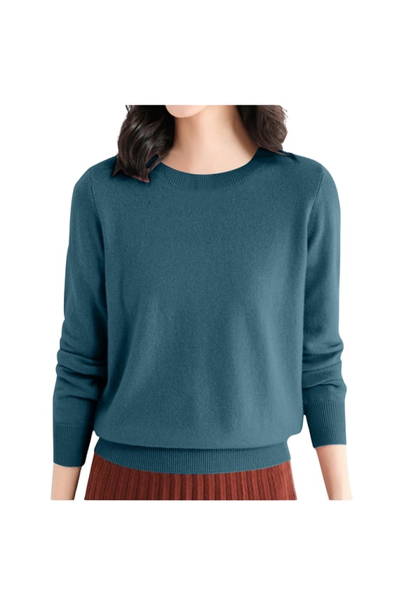 Women's Lightweight Cashmerel Sweaters Crewneck Long Sleeve Pullover Tops Solid Color Knit Loose Soft Cozy Thin Fall Winter Base Layer Sweater 2026 Navy XL