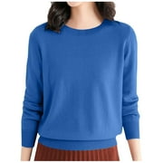 Arlun Women's Lightweight Cashmerel Sweaters Crewneck Long Sleeve Pullover Tops Solid Color Knit Loose Soft Cozy Thin Fall Winter Base Layer Sweater 2026 Blue L