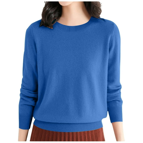 Arlun Women's Lightweight Cashmerel Sweaters Crewneck Long Sleeve Pullover Tops Solid Color Knit Loose Soft Cozy Thin Fall Winter Base Layer Sweater 2026 Blue M