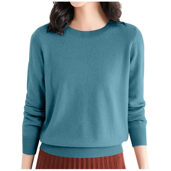 Arlun Women's Lightweight Cashmerel Sweaters Crewneck Long Sleeve Pullover Tops Solid Color Knit Loose Soft Cozy Thin Fall Winter Base Layer Sweater 2026 6-Sky Blue S