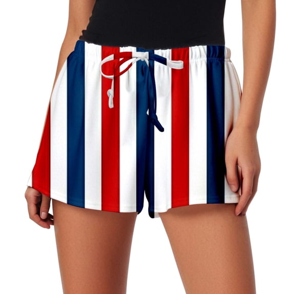 Arlun Women's Loose Fit Striped Casual Shorts Lightweight Comfortable Summer Wear for Everyday Outings 2026 Fashion Colorful Drawstring Waisted Loose Casual Shorts 8-Dark Blue L