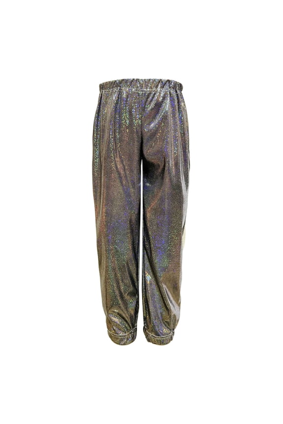Women's Mardi Gras Glitter Straight Joggers Sparkly Sequin Tapered Hem Pants Casual Elastic Waist Shiny Fashion Disco Party Trousers Loose Sweatpants with Pockets Black M