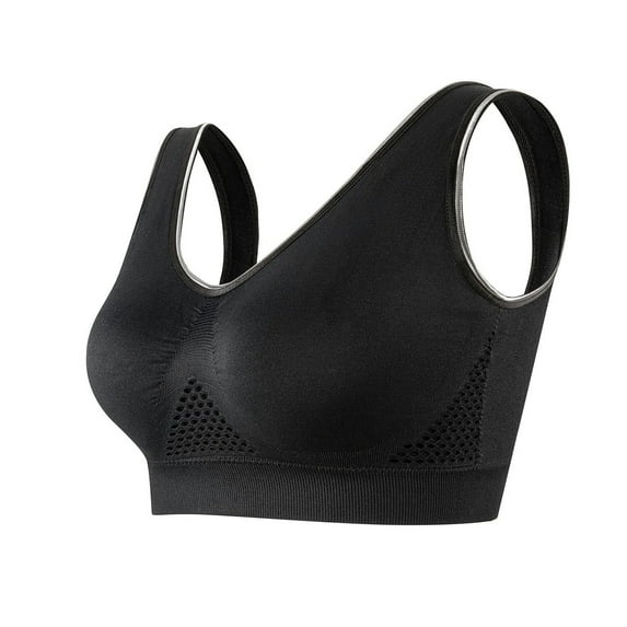Arlun,Women's Mesh Breathable Sports Bras No Underwire Slight Lift up Comfortable Oversized Yoga Fitness Bra Stretchy Full Coverage Solid Color Tank Bralettes Black M