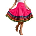 thumbnail image 1 of Arlun Women's Mexican Midi Skirts Plus Size Elastic High Waist Folklorico Dance Skirts Fashion Colorful Printed Loose Flowy Pleated Skirt 2026 Bohemian Summer Casual Wear Hot Pink XXXXXL, 1 of 4