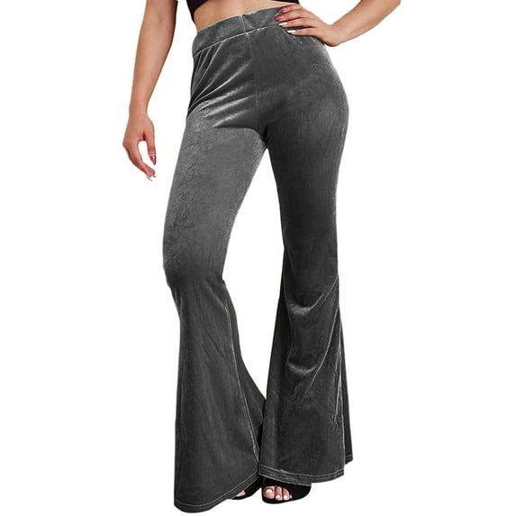 Arlun,Women's Oversized High Waisted Velvet Flared Pants Trendy Stretchy Solid Color Business Casual Trousers Ladies Elegant Elastic Waisted Baggy Lounge Joggers Grey XXL