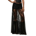 thumbnail image 1 of Arlun Women's Plus Size Lace Mesh Sheer Maxi Skirts Lightweight Breathable Loose Flowy High Waisted Flared Skirt Summer Fashion Patchwork A Line Long Skirts Black XL, 1 of 8