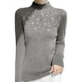 thumbnail image 1 of Arlun Women's Rhinestone Sweaters Cozy Turtleneck Slim Fit Long Sleeve Casual Pullovers 2025 Fall Winter Comfortable Soft Solid Color Base Layer Knitted Sweater Tops Grey XL, 1 of 3