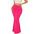 thumbnail image 1 of Arlun Women's Ruched Fishtail Maxi Skirt Elastic High Waisted Long Bodycon Skirts with Pleated Solid Color Stretch Tight Party Wear Hot Pink L, 1 of 7